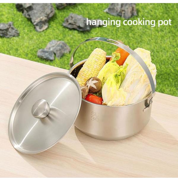 Amazon TOP Seller 304 Stainless Steel Non Stick Fry Pan Outdoor Cooking Set Camping Cookware Set For Hiking