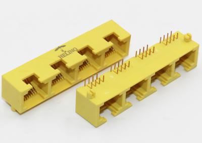 1 x 4 entrada lateral amarela RJ45 Jack modular THT para o router da rede