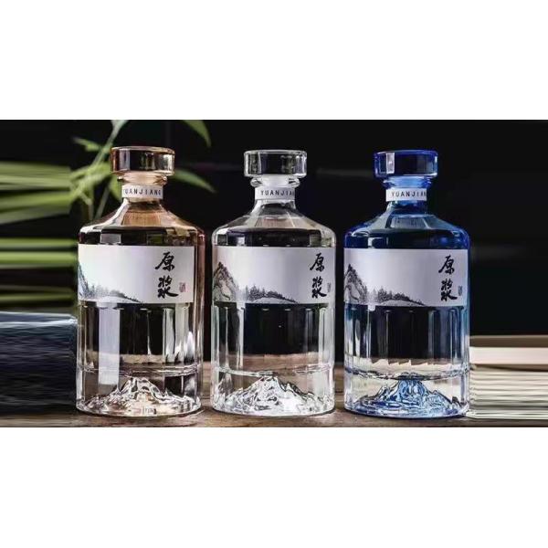 Frosted 750ml Glass Bottle for Liquor Brandy Whiskey Vodka Gin Rum Square Shape CNF
