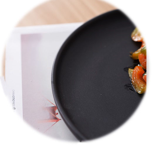 Plant Black Round Porcelain Plates 6 Inch 8 Inch 10 Inch Microwoven Safety