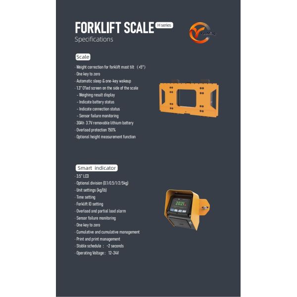 High Precision Digital Forklift Scale with 0.2% Error, 30-4500kg Range and Dual Data & Printing Support