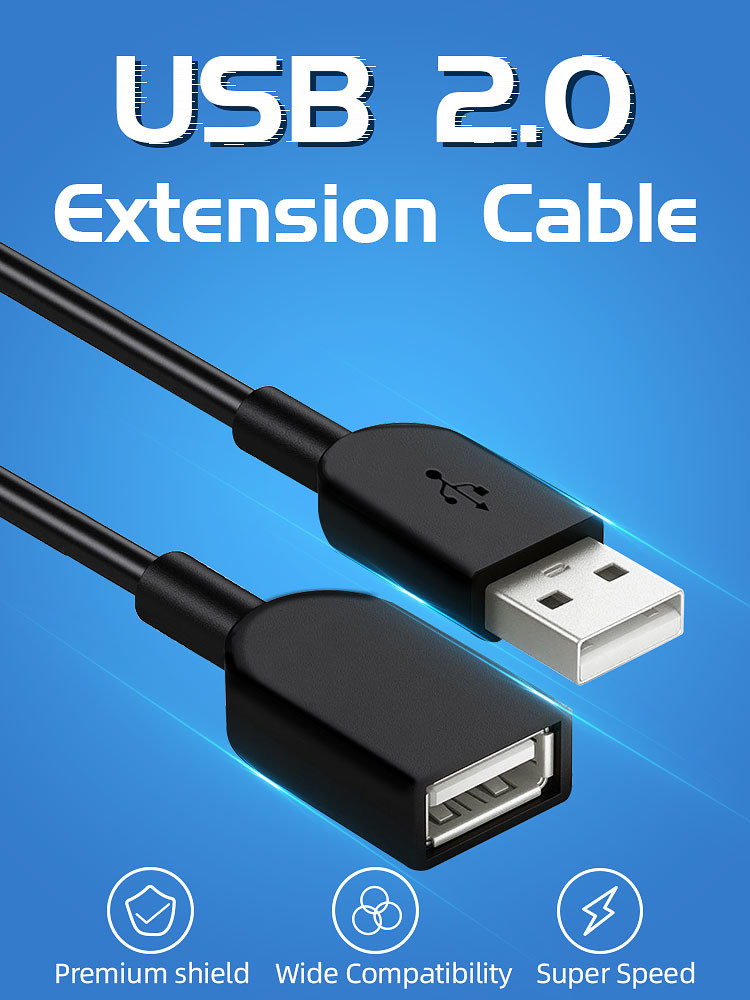 Corrosion Resistant 3m USB 2.0 Extension Cable 8000 Times Lifespan