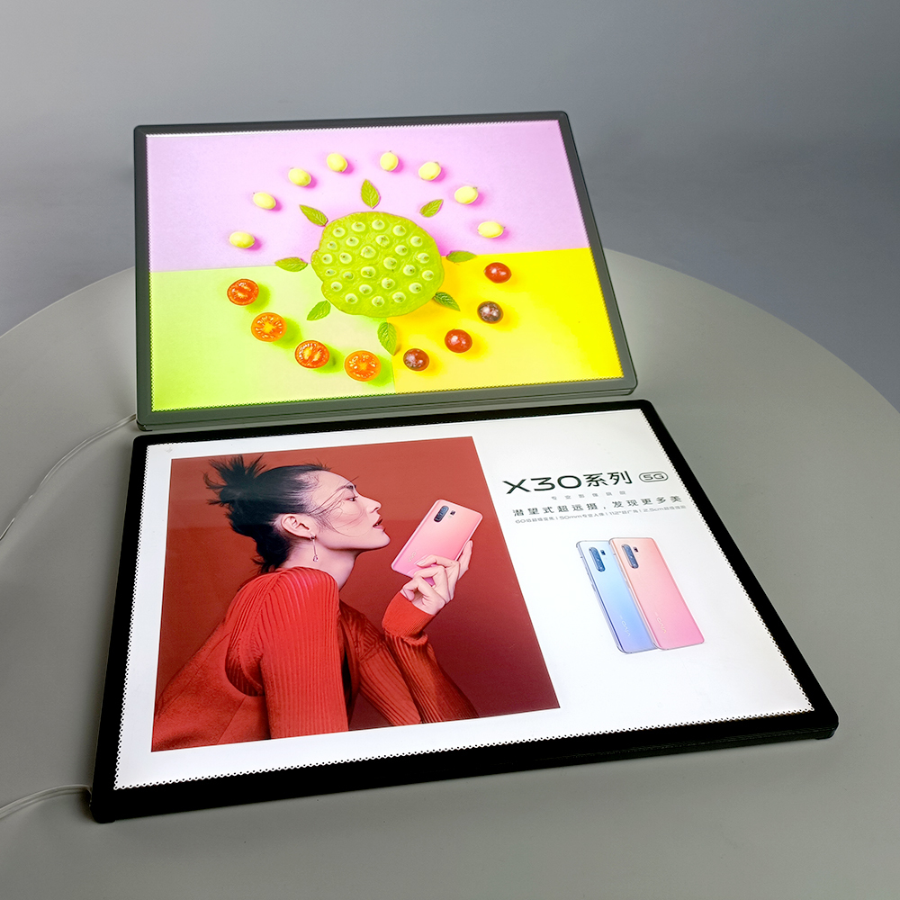 Ultra-thin LED Snap Frame Light Box A4–A1 — Tempered Glass, Aluminum, 10mm
