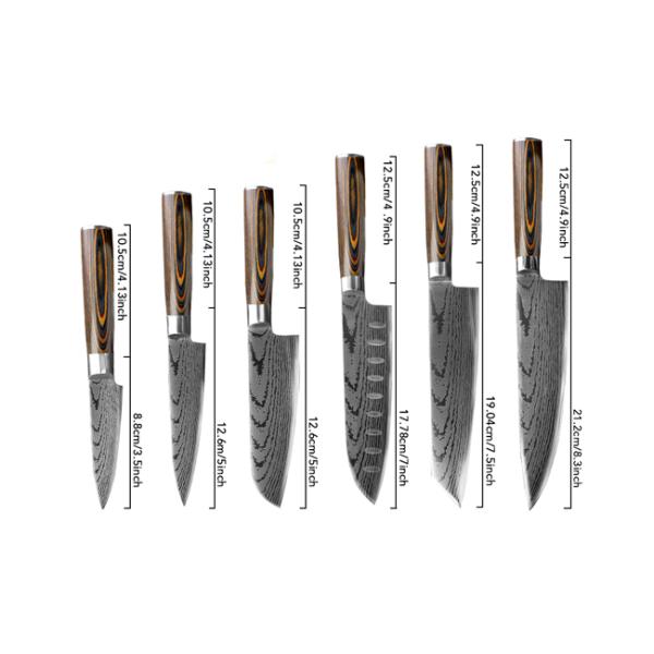 Kitchen knife Chef Knives Japanese 7CR17 440C High Carbon Stainless Steel Imitation Damascus Sanding Laser Knife