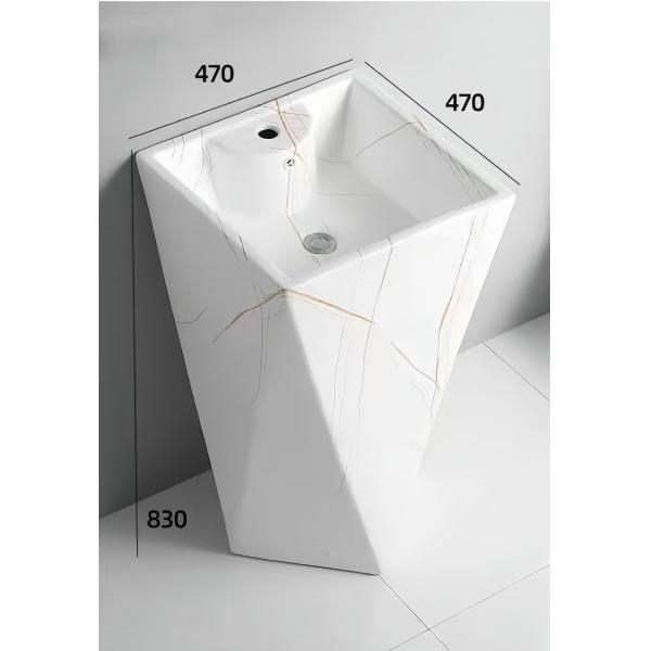 Diamond Shape Full Pedestal Bathroom Wash Hand Basin Large Pedestal Height Wash Basin