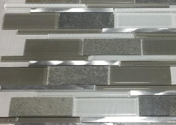 Art Gray Select Glass Mosaic Tile Backsplash Mix Aluminum Mosaic Strip Shaped