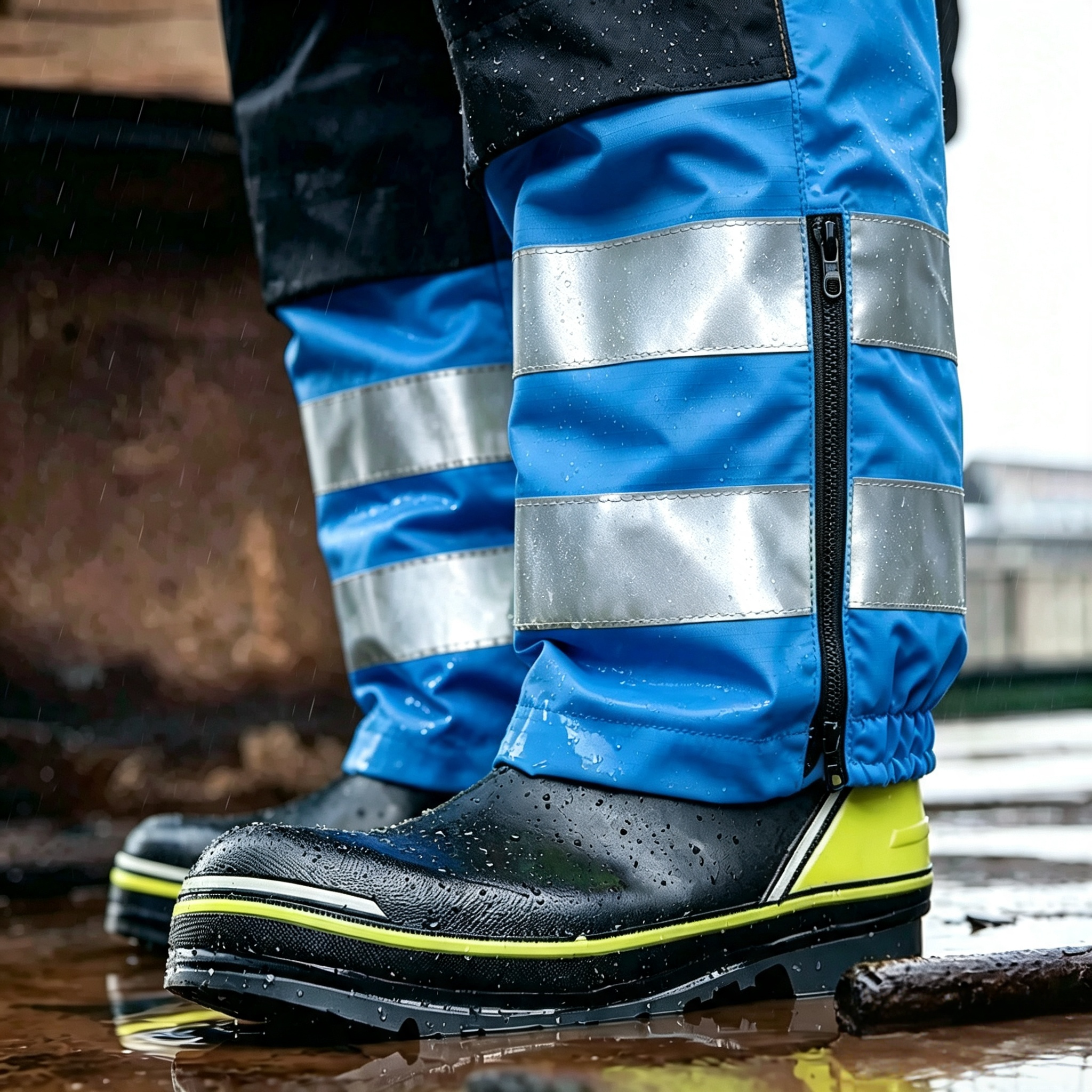 Impact Resistant Waterproof Bib Trousers Reflective Waterproof Brace Trousers Lightweight