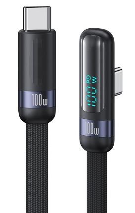 100W PD デジタルディスプレイ付き Type-C ケーブル 編組線 1m 長さ カスタマイズ OEM サポート 急速充電 King