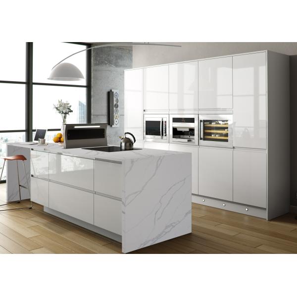 White Quartz Engineered Stone Slabs Quartz Kitchen Slab Scratch Resistance