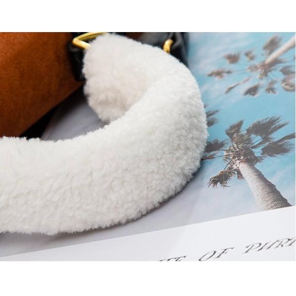 25cm Womens Leather Bag Lambswool O Plush Brown Velvet Bag