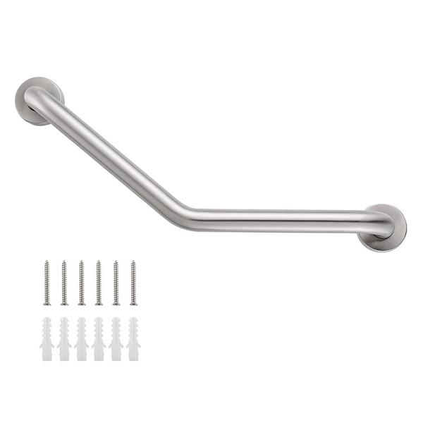 Wall Mounted Angled Shower Grab Bar With Mirror Polishing Stainless Steel 304 Material