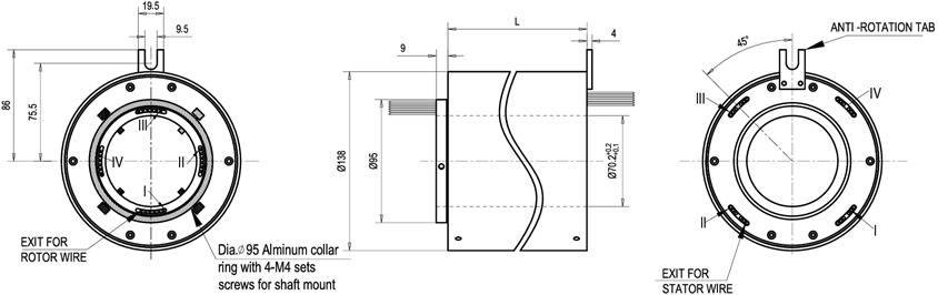 Multi Circuit Through Bore Slip Ring For Military Devices / Radar Antennas / Robotics