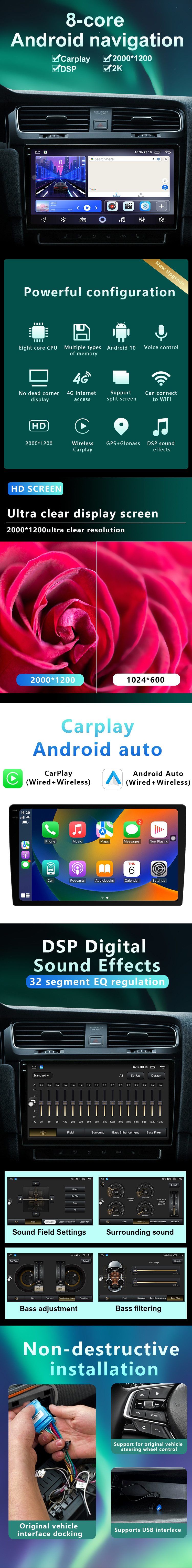 Универсальный Android CarPlay Car MP5 Navigator GPS сенсорный экран навигация автомобильная стерео