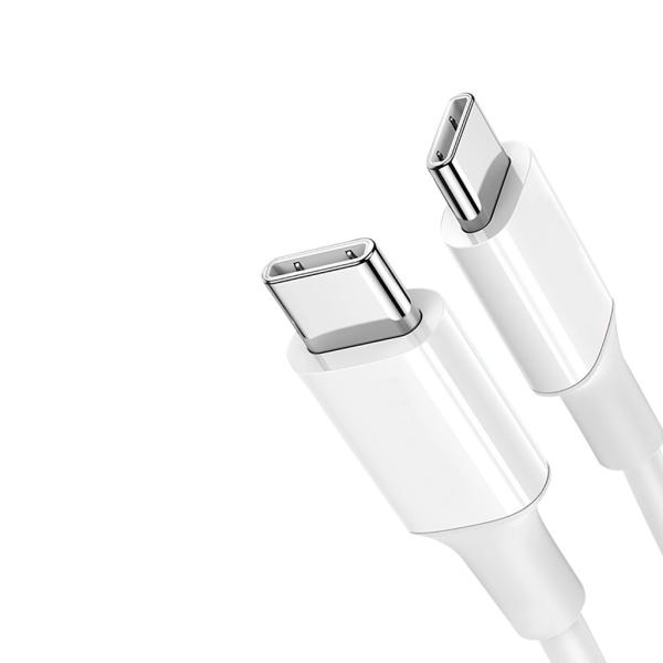 White Color USB C To C Fast Charge Cable With PVC Jacket 20V 3A 60W