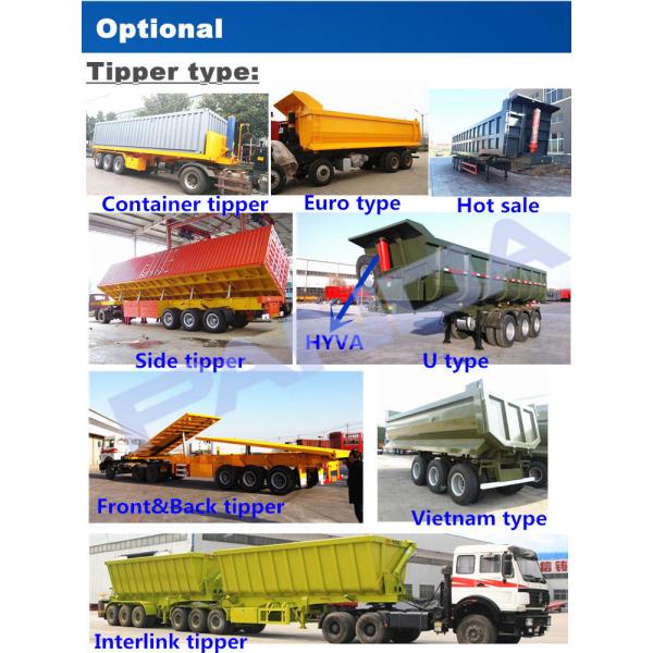 Sinotruk Cimc 3 Axle Dump Trailer Tipper / Semi Trailer Truck For 40 50 60T Load Capacity