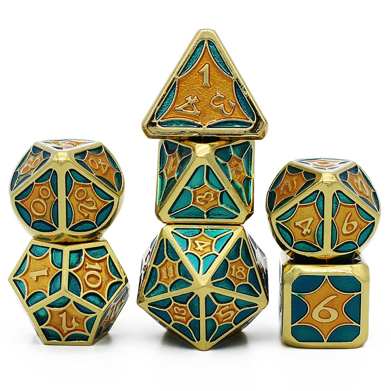 Zinc Alloy Metal Dice Set with Custom Logo and Sharp Edge for DND RPG Games
