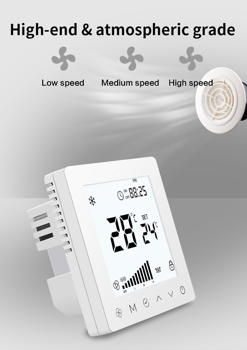 Indoor Smart Fan Coil Thermostat Temperature control With Weekly Timer LCD Display