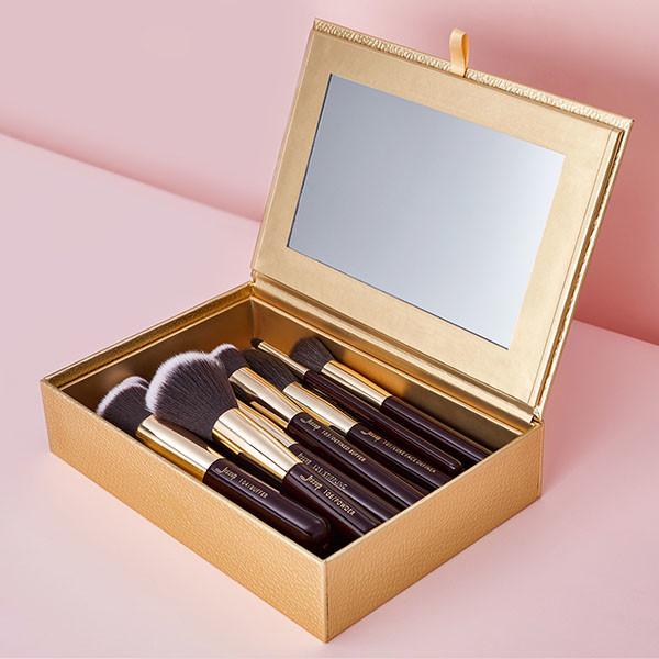 Jessup 25pcs Pro Makeup Brushes Set Zinfandel Color With Cosmetic Box