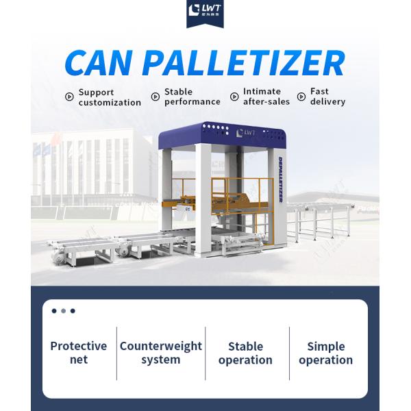 Embalaje automático de alimentos con tapa de hierro vacía Botellas de vidrio paletizadoras Latas de estaño llenas Máquina de despaletización