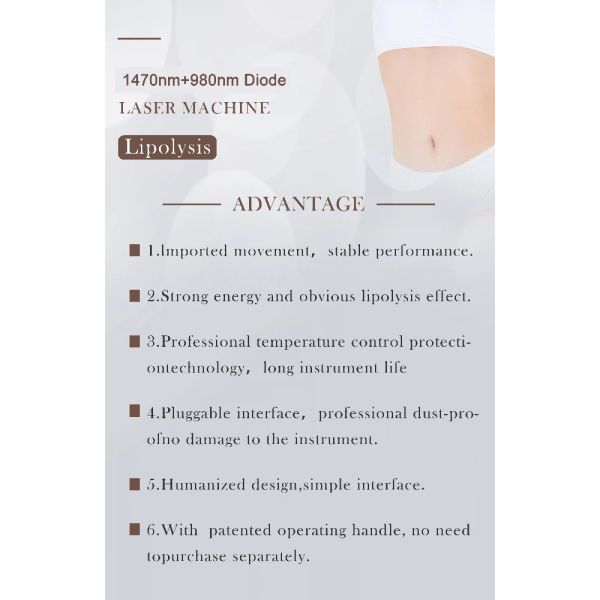 Lipolysis Liposuction 980 1470nm Diode Laser Machine Skin Rejuvenation