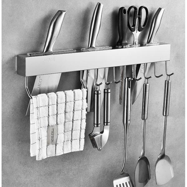 304 Stainless Steel Knife Holder , Wall Mount Knife Block With Silver Mirror Polishing