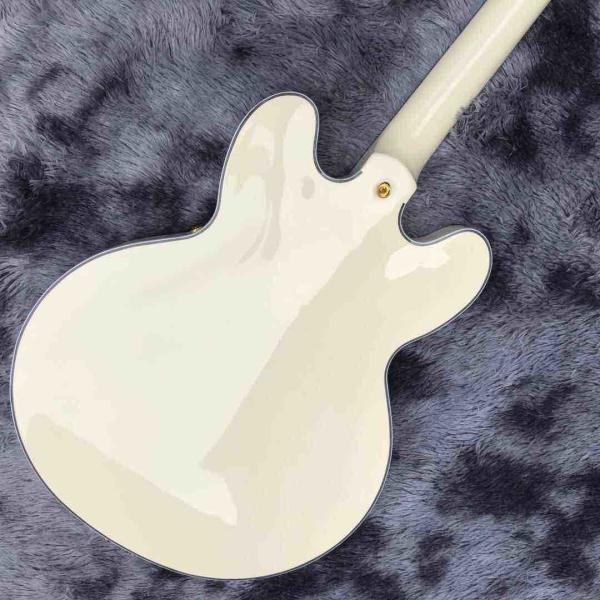 Double F-Holes Hollow Body Jazz Electric Guitar Ebony Fretboard Tremolo System in White