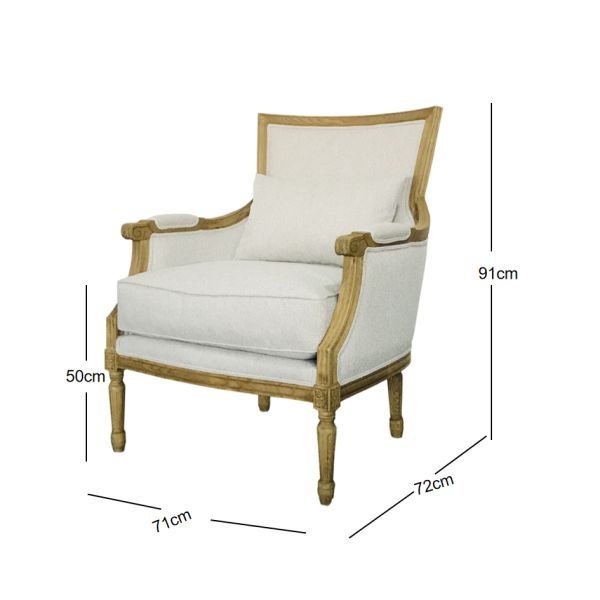 French Neoclassical Solid Wood Upholstered Accent Chair, 1-Seater LG-5007