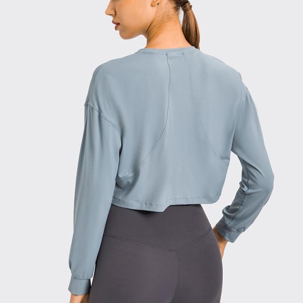 Women Jacquard Activewear T Shirts Breathable Long Sleeve Yoga T Shirt Quick Dry