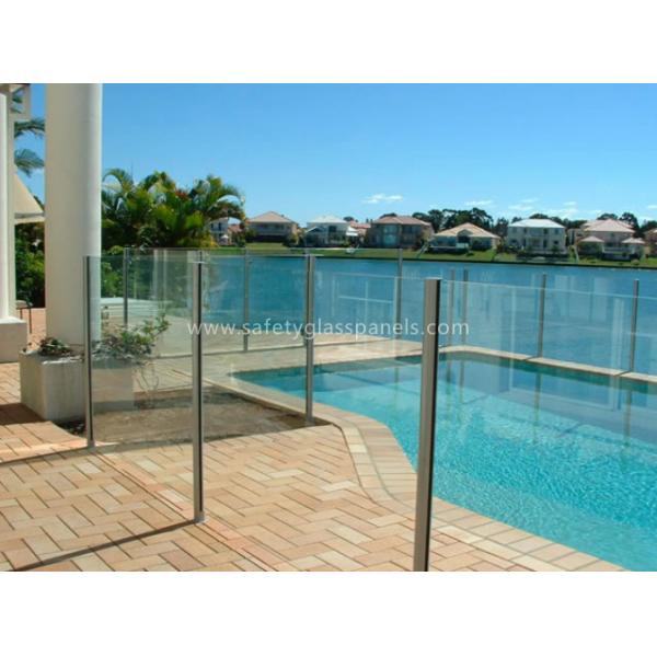 8mm Flat Tempered Glass Pool Fencing , Splashback Glass Handrails