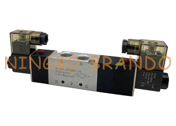 4V330C-10 válvula de controlo aéreo pneumática do solenoide dobro de uma maneira de 3/8 de polegada 5/3