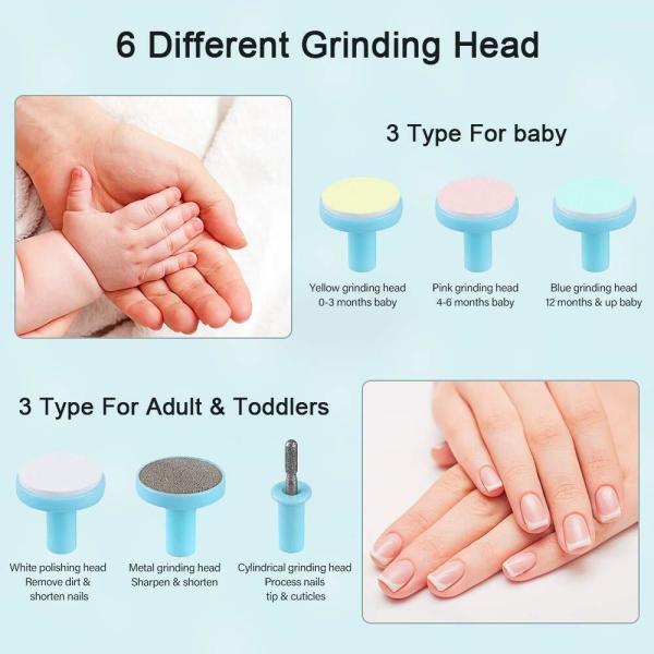 Baby adult pets Nail Trimmer Upgraded Safe Electric Baby Nail file grinder Baby Nail File with LED Light