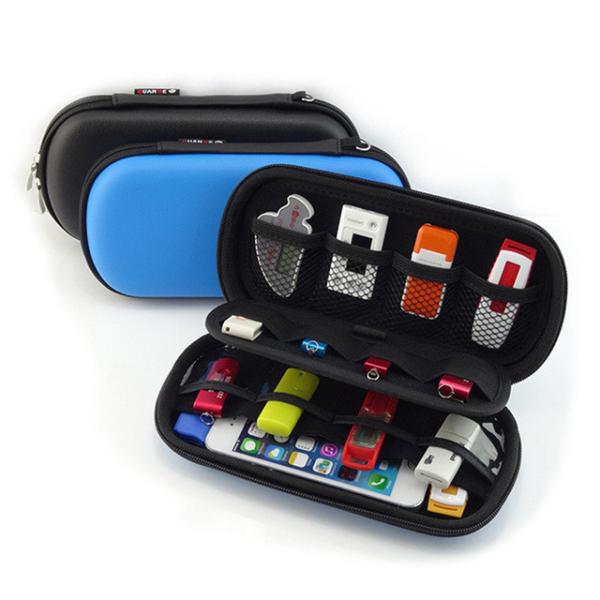 PU Leather storage pouch bags for earphone with Mesh Pocket  USB strorage bag