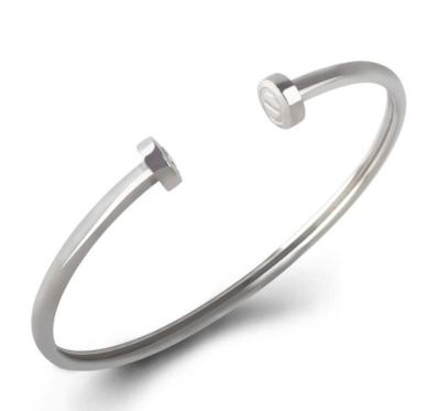 High Polish Stainless Steel Nail Bangle Gold Color New Style Rhinestone Zircon Rose Gold Bangle