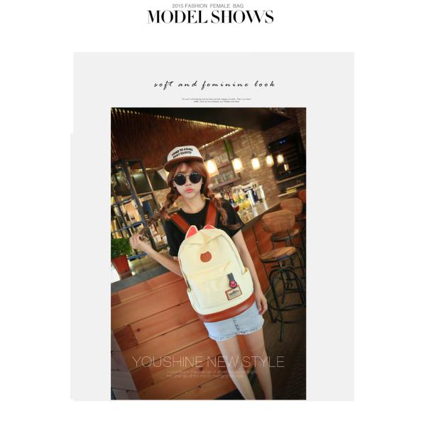 The new canvas backpack ear fashion bag for student