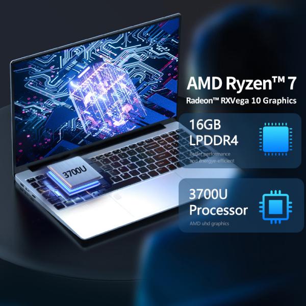 Тетрадь ноутбука 3700u SSD Amd Ryzen 7 с клавиатурой Blacklight