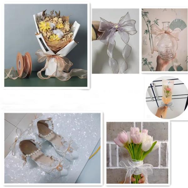 ширина ленты 40mm цветка шнурка Organza шелка крена 10yard Fishtail для подарка