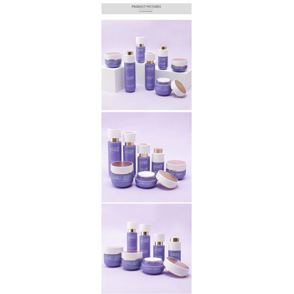 Comprehensive Cosmetic Packaging Set featuring luxury glass bottles golden cap lotion bottles cream jars and cosmetic packaging