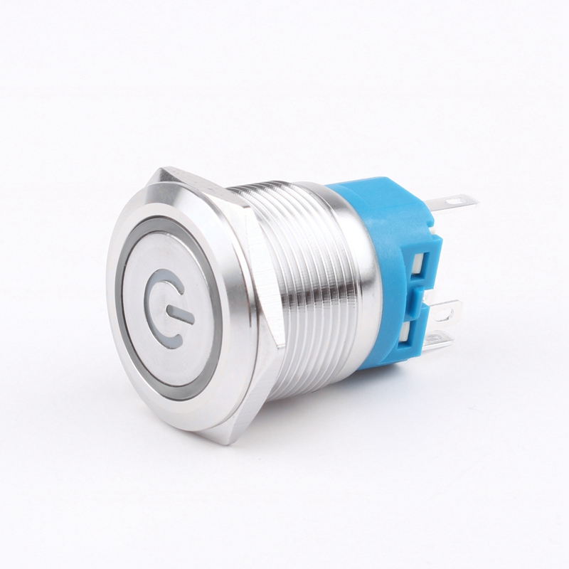 12v24v220v Momentary Waterproof Stainless Steel Power LED22mm Momentary Push Button