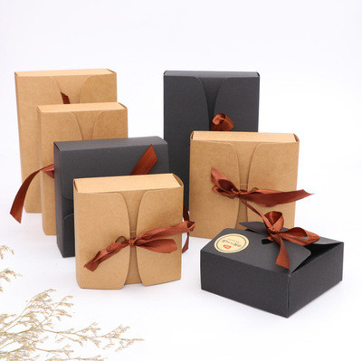 CE FDA Kraft Paper Mooncake Packaging Box With Ribbon