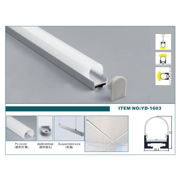 Round Cover LED Lighting Profiles Anodized Aluminum Alloy Suspended Housing