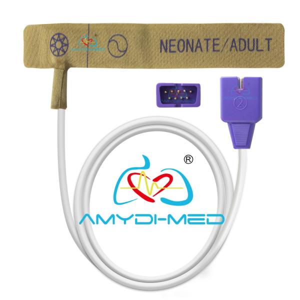 9 Pins 0.9Meter Cable Nellcor Neonatal Spo2 Sensor Max - N Oxima PVC Material