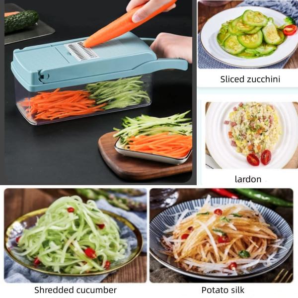 Custom Logo Stainless Steel 8 Blades Potato Onion Food Chopper Mandoline Vegetable Slicer
