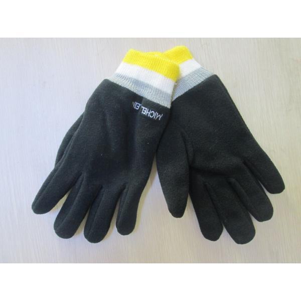 Winter gloves for Men and Woven Robbin Cuff--Fleece Glove--Polyester glove-Embroider Logo