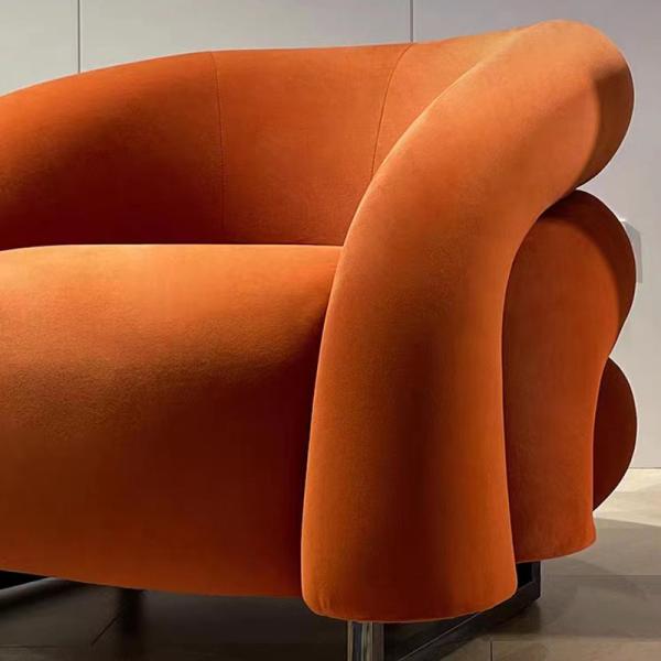 Vibrant Rainbow Fabric Recliner Armchair , Curve  Plush Velvet Armchair