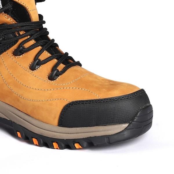 Shock-Proof Cement Safety Shoes with Leather Upper and Rubber EVA Sole Type Lace-up Closure Work Boots