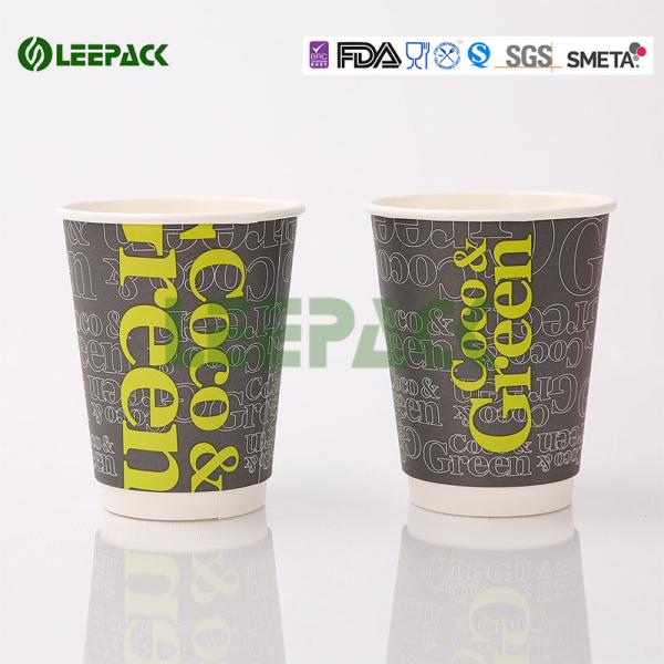 Popular 16oz disposable coffee cups , Hot Milktea double Wall Paper Cups 500ml Capacity for hot drink with logo