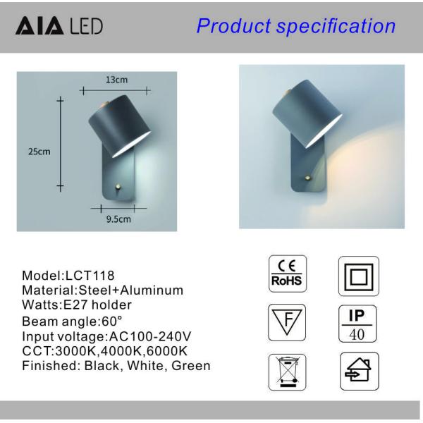 Reading Wall Lamp 3W and 5W Interior Bedside Wall Sconce bedside reading lamp Hotel Villa Apartment headboard wall light