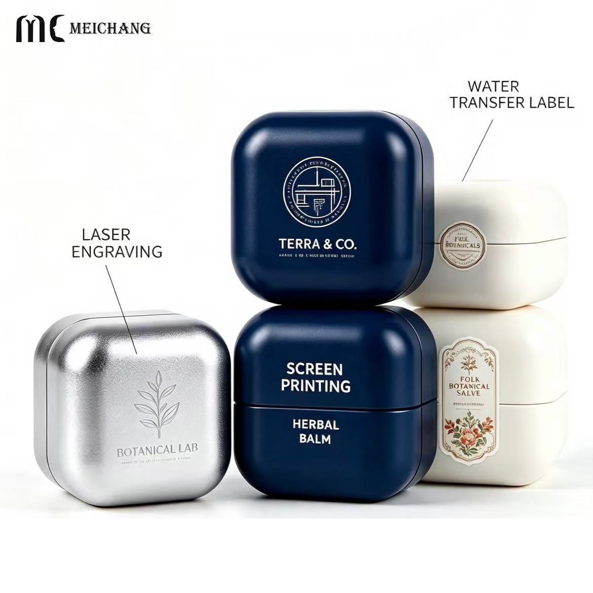 5–10g Mini Square Aluminum Tin with Rounded Corners for portable balm, solid perfume, hair wax and other small-format product packaging (MC-811）