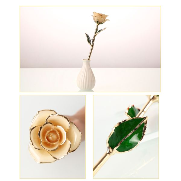 Hot Sale Gold Dipped Real Rose Flower 24k Gold Rose Flower for Graduation and Mother's Day Gifts