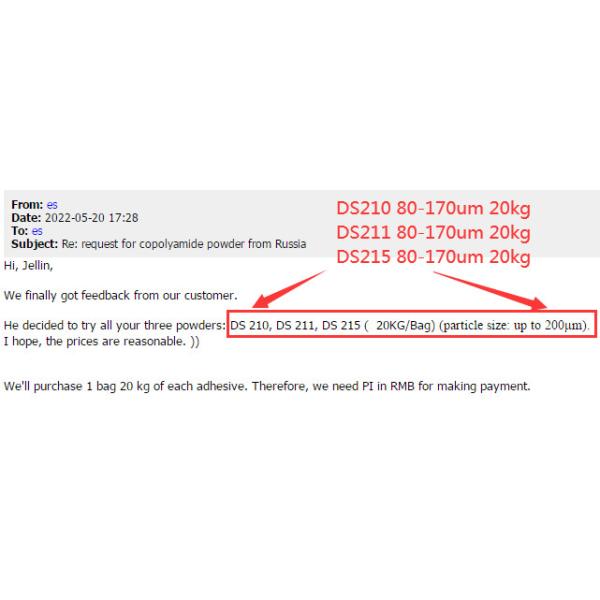 20kg Package Washable Polyamide PA Hot Melt Adhesive Glue Powder in T-shirt